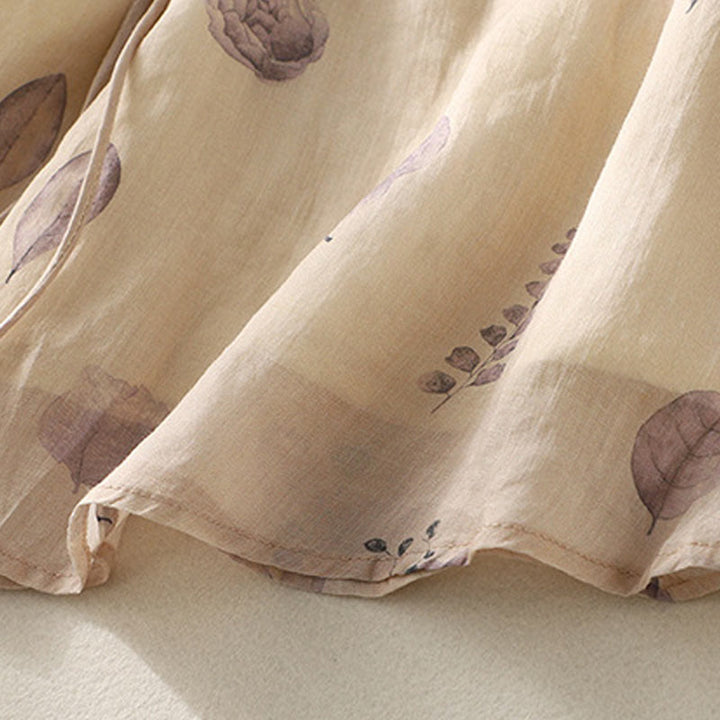 Camisa de lino y algodón para mujer, manga tres cuartos, con diseño bordado de Buddha Stones - image 9