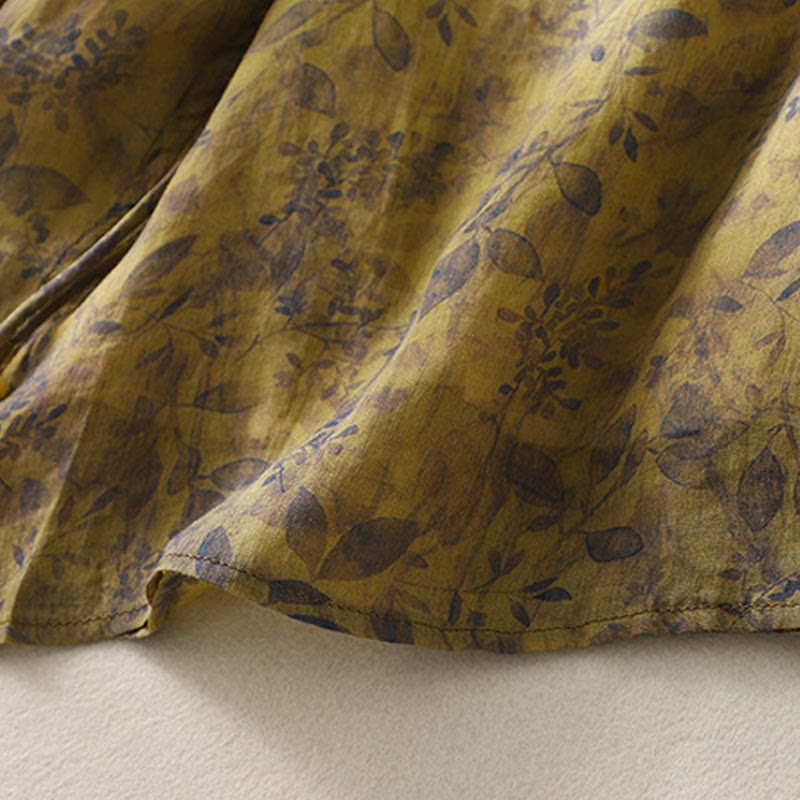 Camisa de lino y algodón para mujer, manga tres cuartos, con diseño bordado de Buddha Stones - image 18