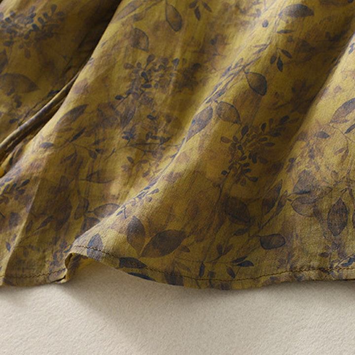 Camisa de lino y algodón para mujer, manga tres cuartos, con diseño bordado de Buddha Stones - image 18