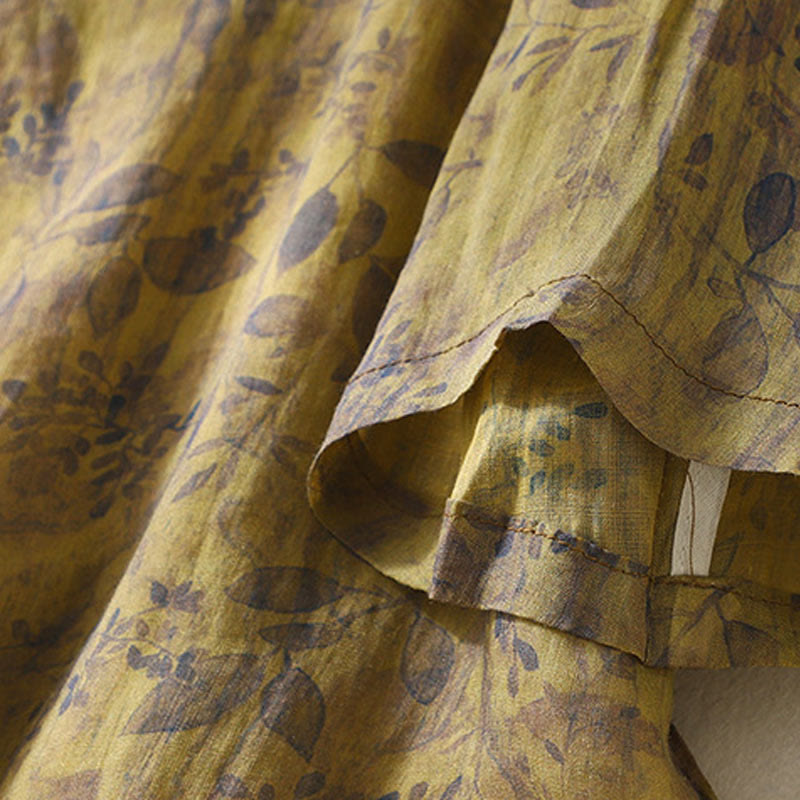 Camisa de lino y algodón para mujer, manga tres cuartos, con diseño bordado de Buddha Stones - image 16