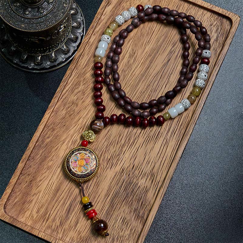 Buddha Stones, cuentas de madera tibetanas hechas a mano, Om Mani Padme Hum Samantabhadra Bodhisattva, colgante de collar de pureza - image 2