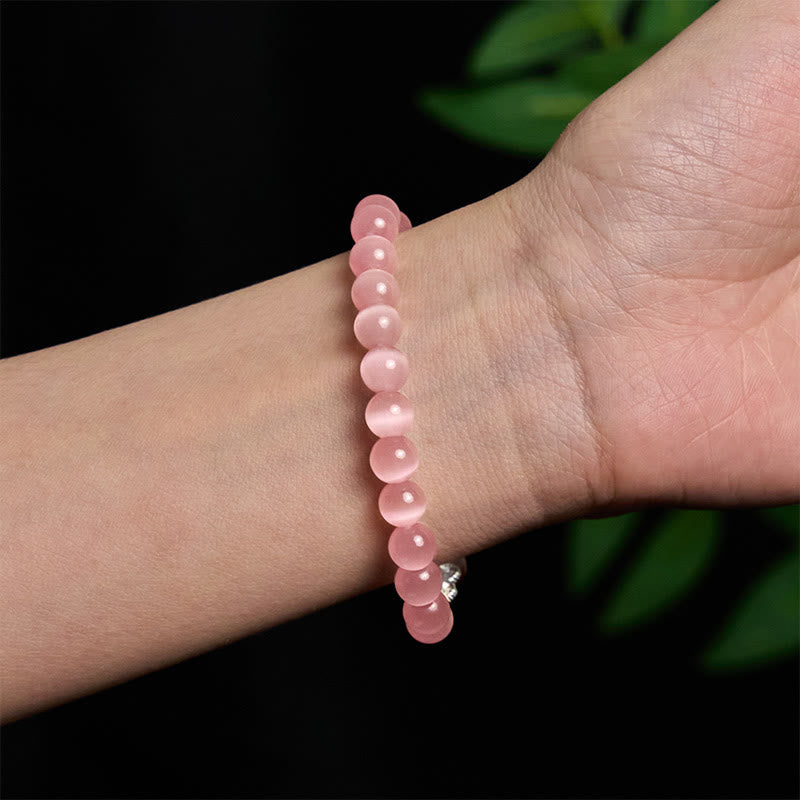 Pulsera Pixiu Positiva de Plata de Ley 990 con Cuentas Naturales de Ojo de Gato y Buddha Stones