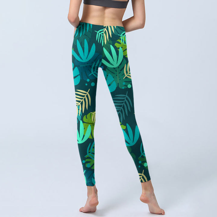 Leggings de yoga para mujer con estampado de hojas y Buddha Stones - image 7