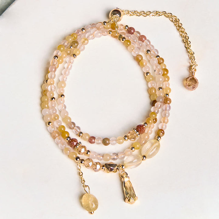 Pulsera multicapa con cuentas de citrino natural de Buddha Stones