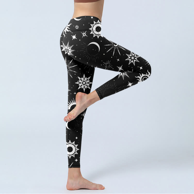 Leggings de yoga para mujer con estampado de Buddha Stones, sol, luna y estrellas - image 5