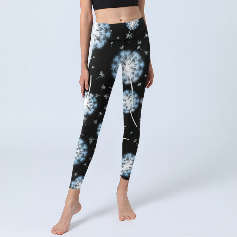 Leggings de yoga para mujer con estampado de diente de león blanco y Buddha Stones - image 5