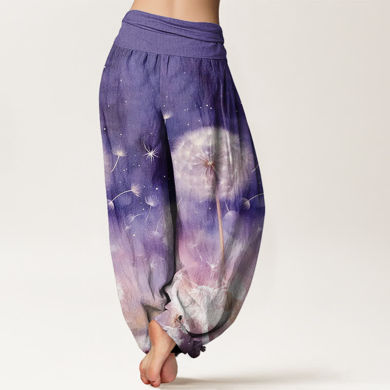 Pantalones bombachos de mujer con cintura elástica, estampado informal de Buddha Stones, de algodón. - image 1
