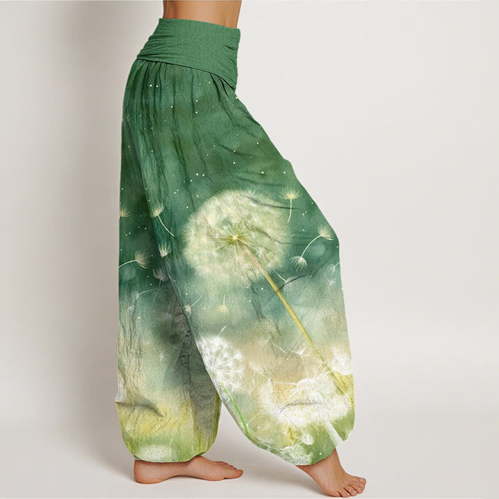 Pantalones bombachos de mujer con cintura elástica, estampado informal de Buddha Stones, de algodón. - image 9
