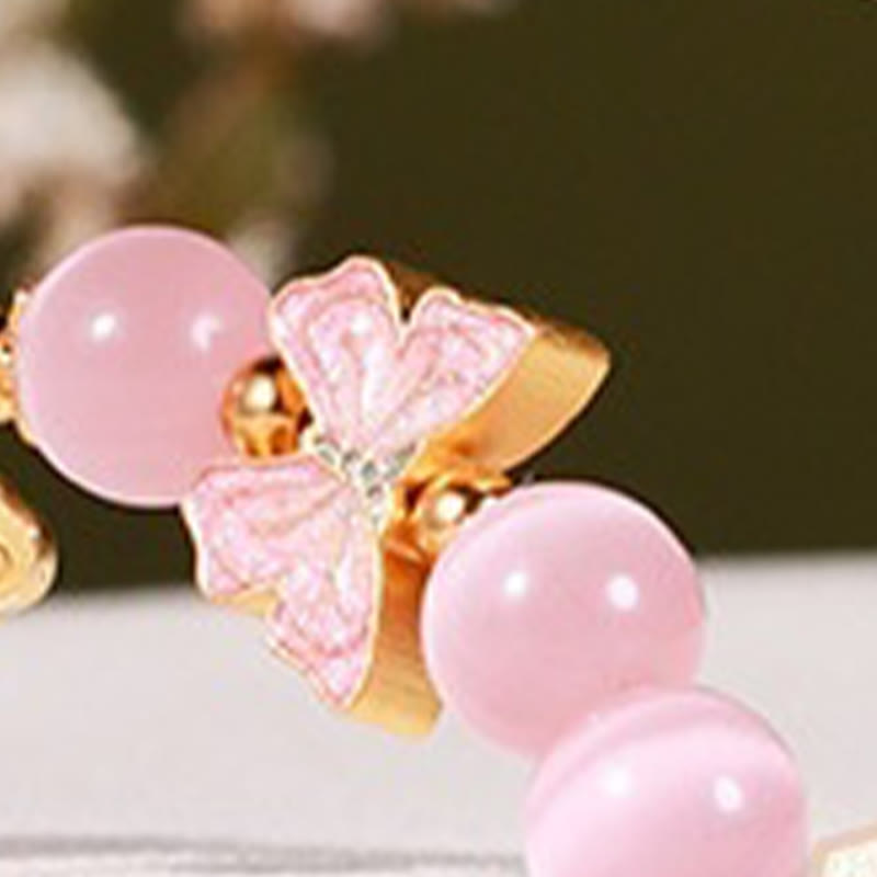 Pulsera de la paz con dije de mariposa de jade hetiano y ojo de gato en plata de ley 925 con Buddha Stones