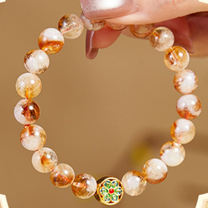 Pulsera de protección Om Mani Padme Hum con citrino y Buddha Stones en plata de ley 999