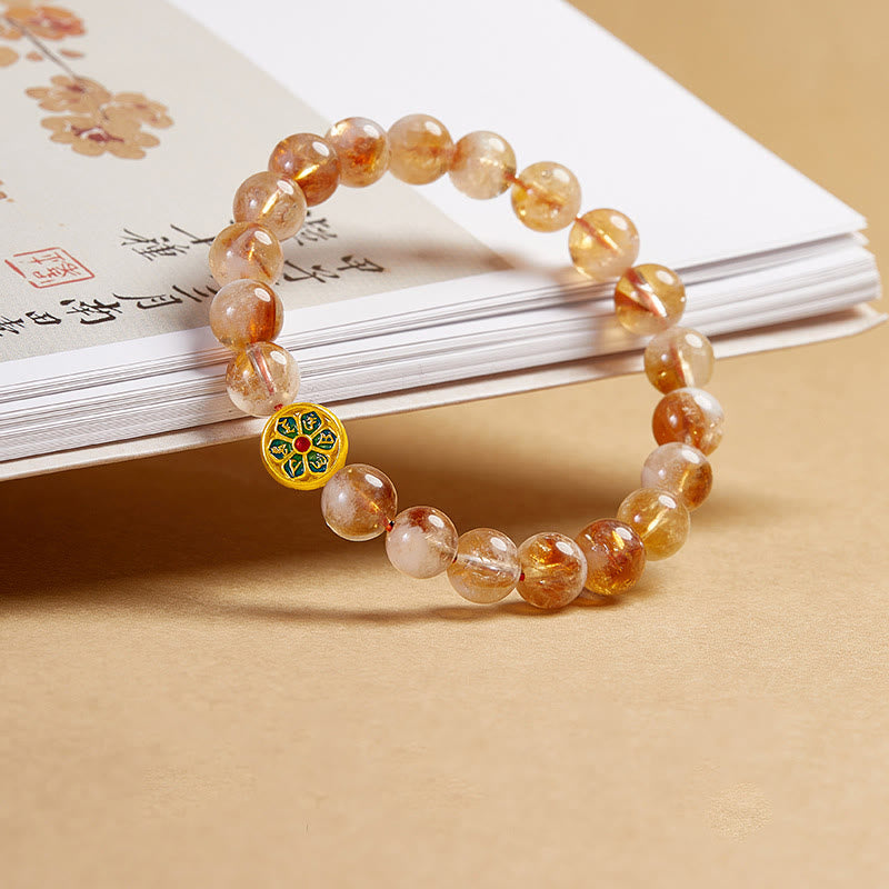 Pulsera de protección Om Mani Padme Hum con citrino y Buddha Stones en plata de ley 999 - image 1