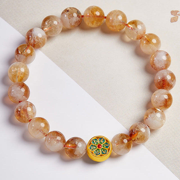 Pulsera de protección Om Mani Padme Hum con citrino y Buddha Stones en plata de ley 999 - image 2