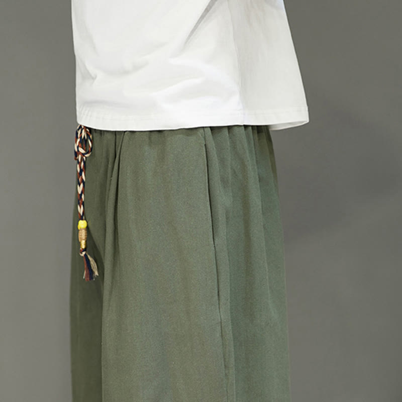 Pantalones cortos casuales de algodón con cordón y bolsillos para hombre, con diseño de botones laterales y Buddha Stones