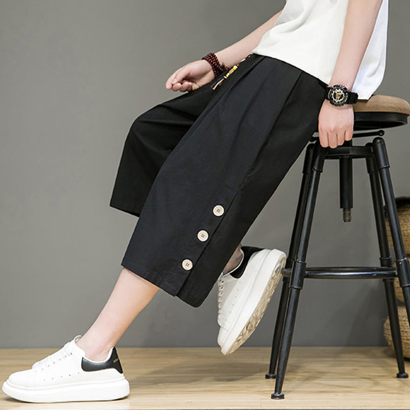 Pantalones cortos casuales de algodón con cordón y bolsillos para hombre, con diseño de botones laterales y Buddha Stones - image 15