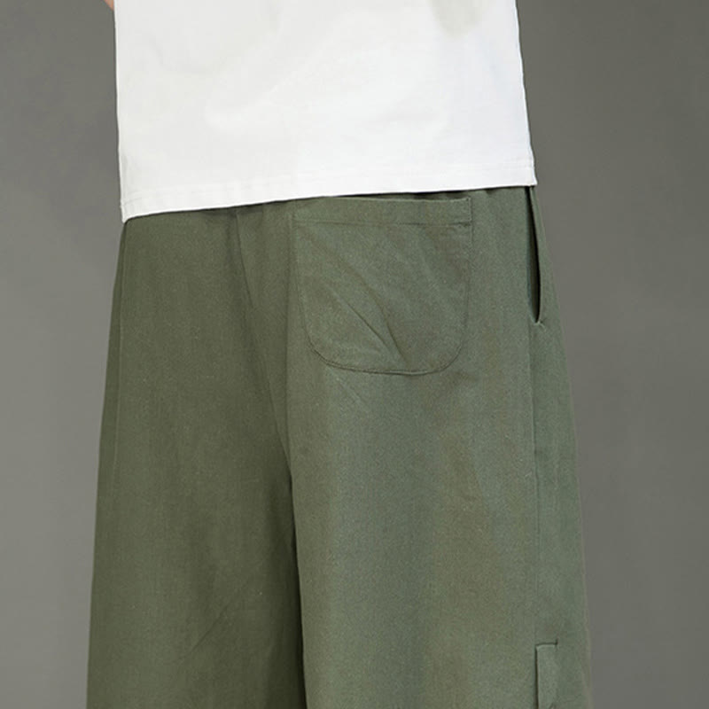 Pantalones cortos casuales de algodón con cordón y bolsillos para hombre, con diseño de botones laterales y Buddha Stones - image 25
