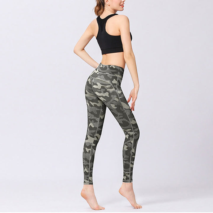 Buddha Stones Camo Print Deportes Fitness Yoga Leggings de cintura alta Pantalones de yoga para mujer - image 4