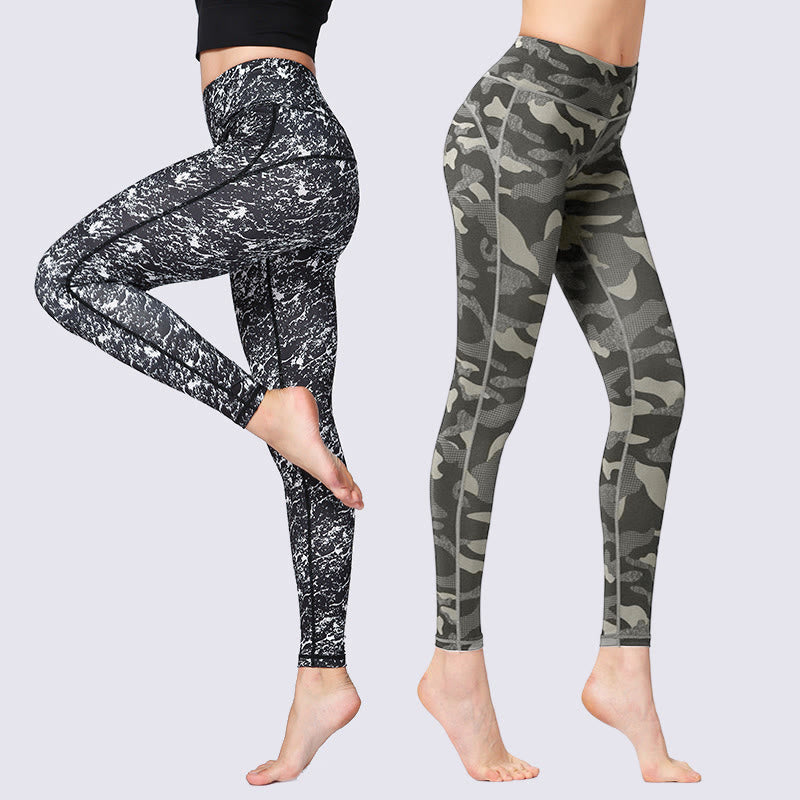 Buddha Stones Camo Print Deportes Fitness Yoga Leggings de cintura alta Pantalones de yoga para mujer - image 0