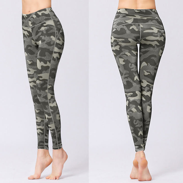 Buddha Stones Camo Print Deportes Fitness Yoga Leggings de cintura alta Pantalones de yoga para mujer - image 3