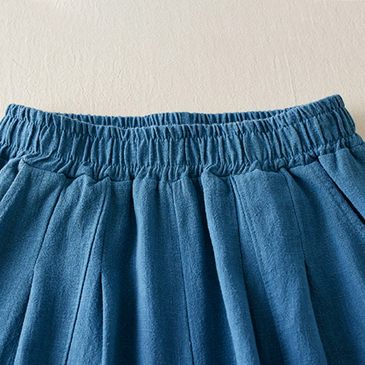 Pantalones de lino y algodón de color liso para mujer con bolsillos y Buddha Stones - image 18