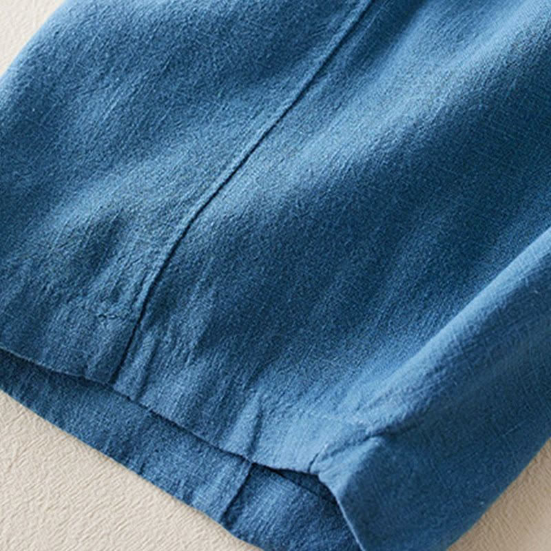 Pantalones de lino y algodón de color liso para mujer con bolsillos y Buddha Stones - image 19