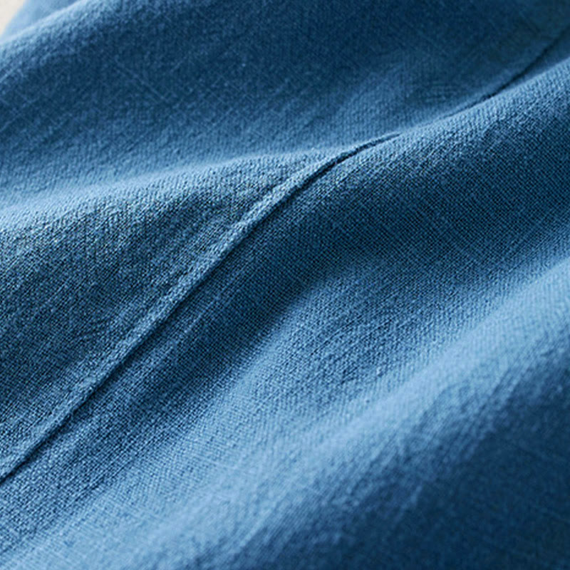 Pantalones de lino y algodón de color liso para mujer con bolsillos y Buddha Stones - image 21