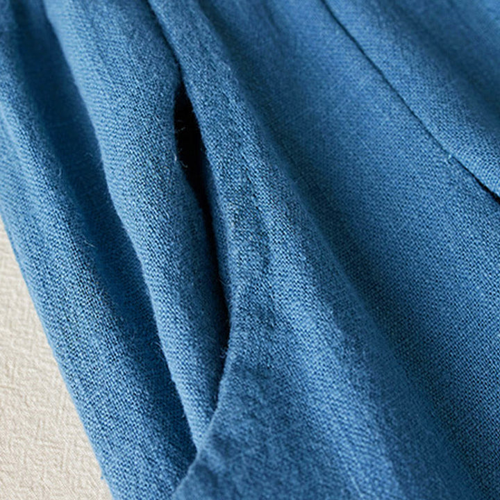 Pantalones de lino y algodón de color liso para mujer con bolsillos y Buddha Stones - image 20