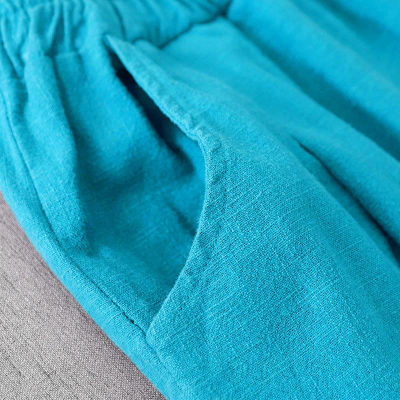 Pantalones harén de lino y algodón para mujer, informales, lisos, de largo 7-8, con bolsillos y estampado Buddha Stones - image 17