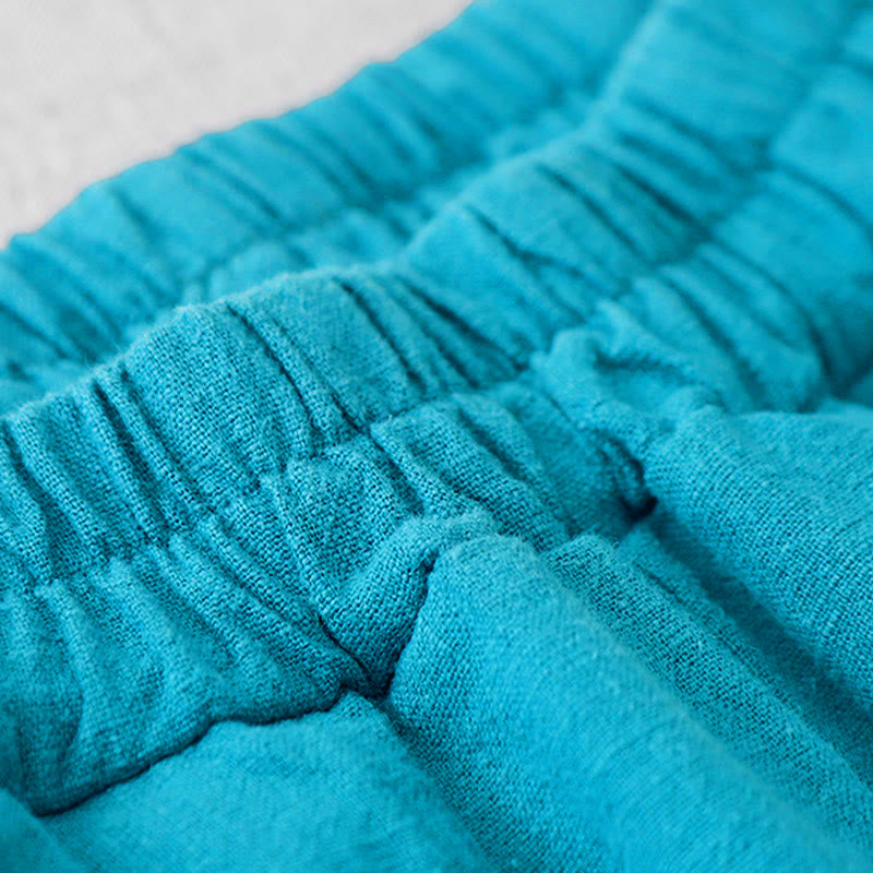 Pantalones harén de lino y algodón para mujer, informales, lisos, de largo 7-8, con bolsillos y estampado Buddha Stones - image 13