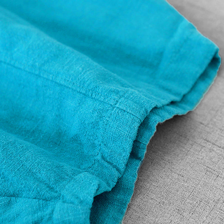 Pantalones harén de lino y algodón para mujer, informales, lisos, de largo 7-8, con bolsillos y estampado Buddha Stones