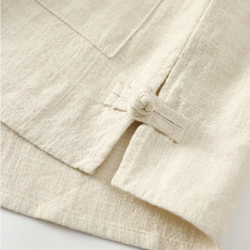 Chaqueta y camisa con botones y bolsillos de Buddha Stones para hombre, de lino y algodón con forro polar - image 4