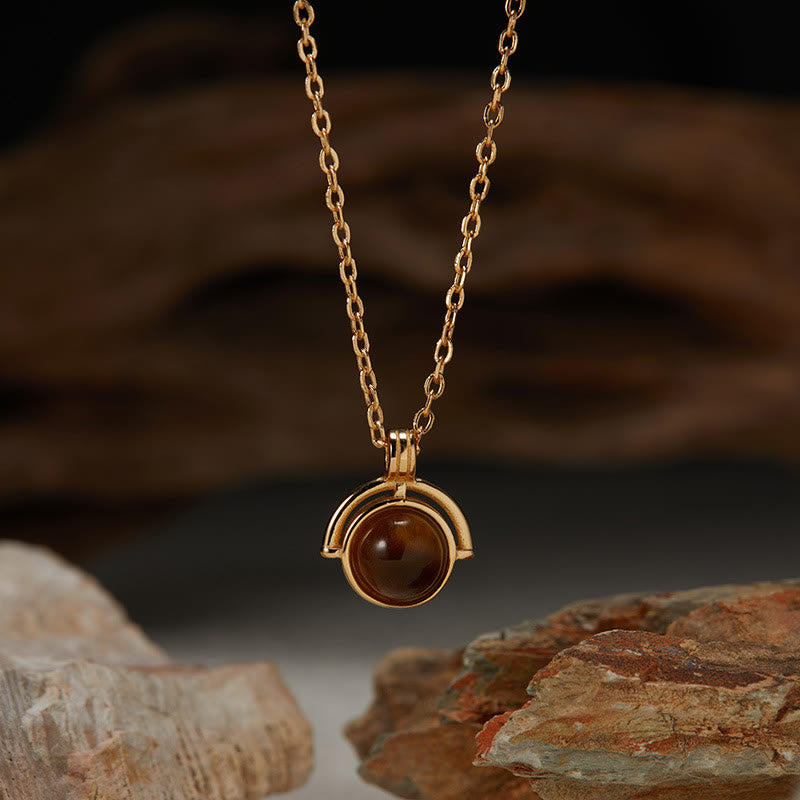 Collar con colgante de confianza de plata de ley 925 con Buddha Stones, ágata roja, ojo de tigre, aguamarina y piedra lunar. - Ojo de tigre - Dorado - image 7