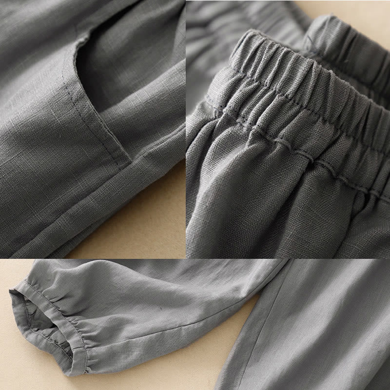 Pantalones tobilleros de algodón con bolsillos para mujer, de Buddha Stones Summer Commute, en color puro - image 13