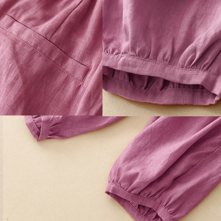 Pantalones tobilleros de algodón con bolsillos para mujer, de Buddha Stones Summer Commute, en color puro - image 6