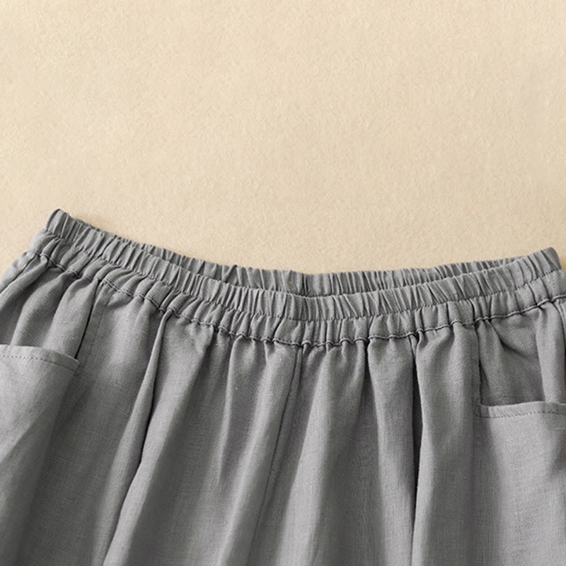 Pantalones tobilleros de algodón con bolsillos para mujer, de Buddha Stones Summer Commute, en color puro - image 12