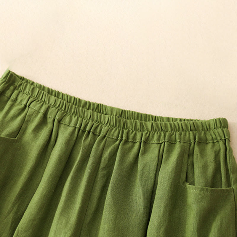 Pantalones tobilleros de algodón con bolsillos para mujer, de Buddha Stones Summer Commute, en color puro - image 15