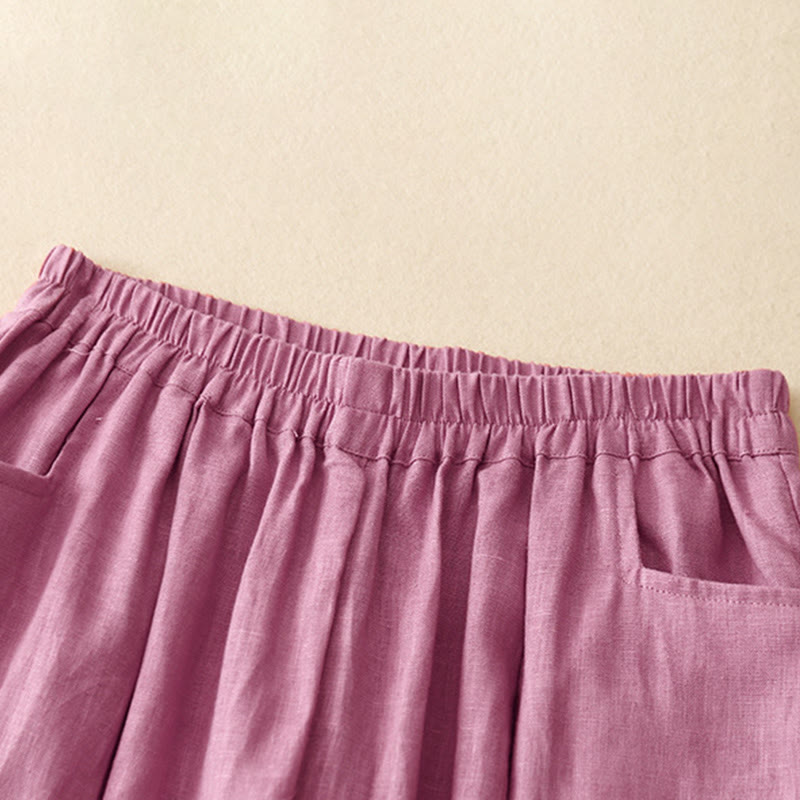 Pantalones tobilleros de algodón con bolsillos para mujer, de Buddha Stones Summer Commute, en color puro - image 2