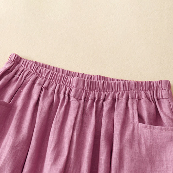 Pantalones tobilleros de algodón con bolsillos para mujer, de Buddha Stones Summer Commute, en color puro - image 2