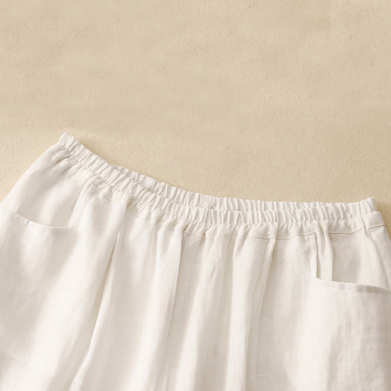 Pantalones tobilleros de algodón con bolsillos para mujer, de Buddha Stones Summer Commute, en color puro - image 8