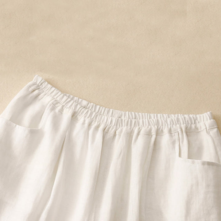 Pantalones tobilleros de algodón con bolsillos para mujer, de Buddha Stones Summer Commute, en color puro - image 8