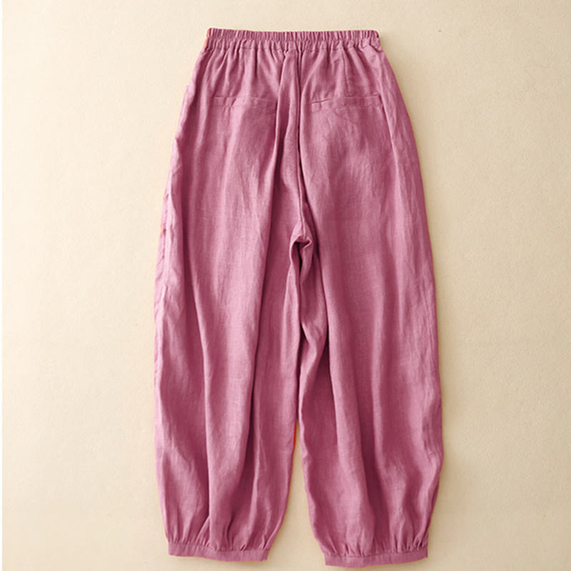 Pantalones tobilleros de algodón con bolsillos para mujer, de Buddha Stones Summer Commute, en color puro - image 1