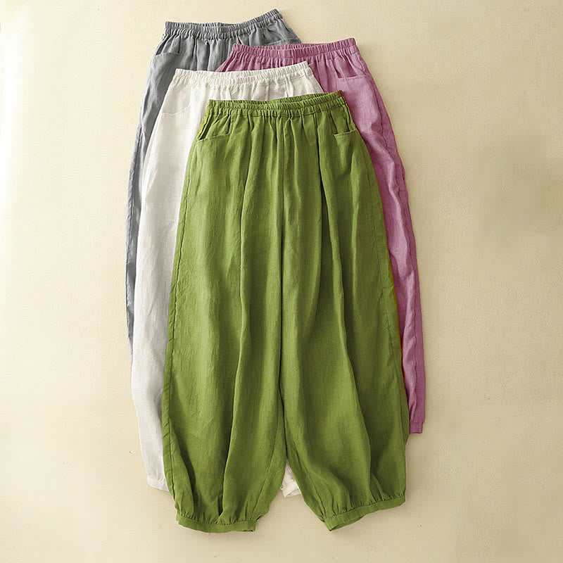 Pantalones tobilleros de algodón con bolsillos para mujer, de Buddha Stones Summer Commute, en color puro - image 18