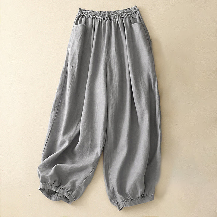 Pantalones tobilleros de algodón con bolsillos para mujer, de Buddha Stones Summer Commute, en color puro - Gris oscuro - US8-10，UK/AU12-14，EU40-42 (2XL) - image 11