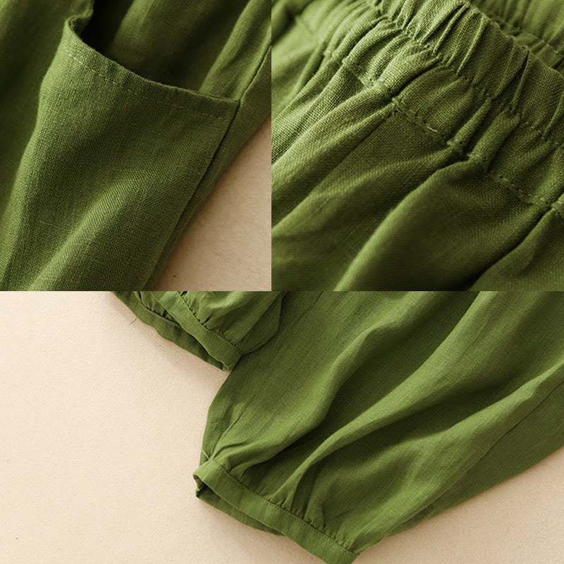 Pantalones tobilleros de algodón con bolsillos para mujer, de Buddha Stones Summer Commute, en color puro - image 16