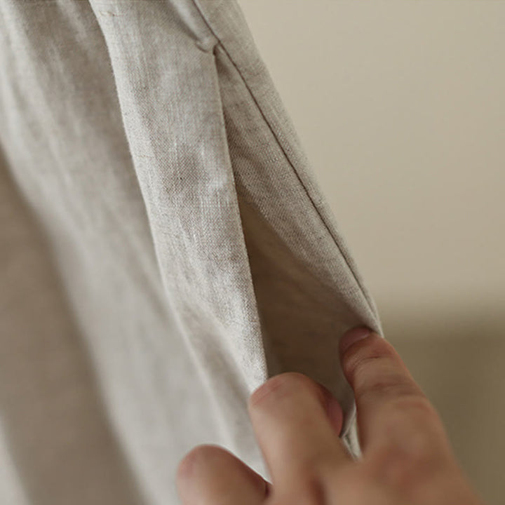 Pantalones de algodón de pierna ancha para mujer con bolsillos y diseño retro de patchwork de encaje liso de Buddha Stones Commute, longitud 7-8