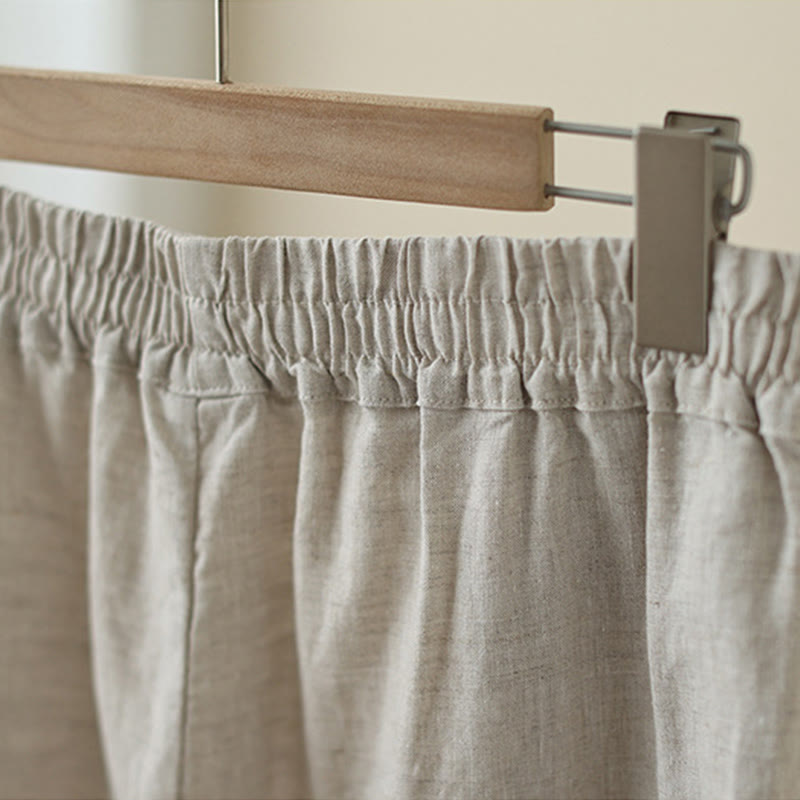 Pantalones de algodón de pierna ancha para mujer con bolsillos y diseño retro de patchwork de encaje liso de Buddha Stones Commute, longitud 7-8