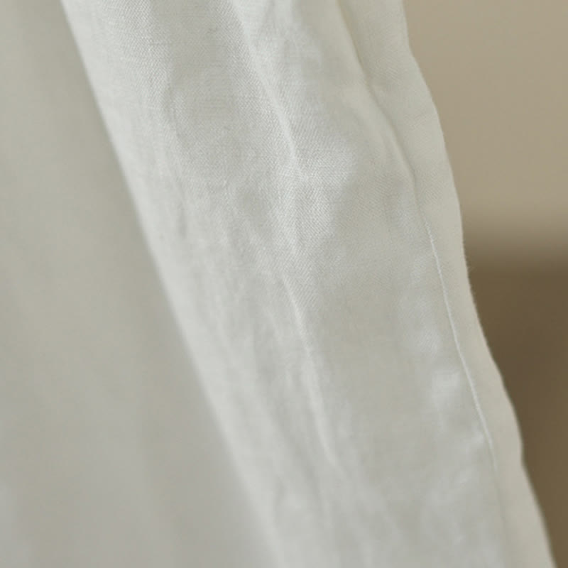 Pantalones de algodón de pierna ancha para mujer con bolsillos y diseño retro de patchwork de encaje liso de Buddha Stones Commute, longitud 7-8