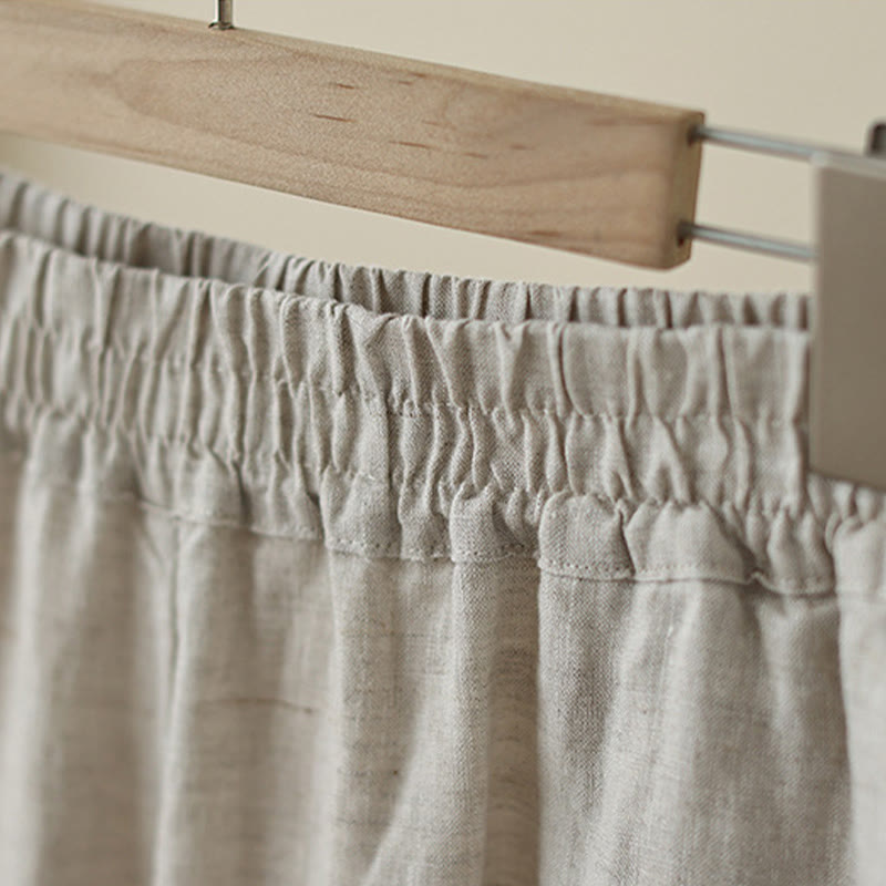 Pantalones de algodón de pierna ancha para mujer con bolsillos y diseño retro de patchwork de encaje liso de Buddha Stones Commute, longitud 7-8