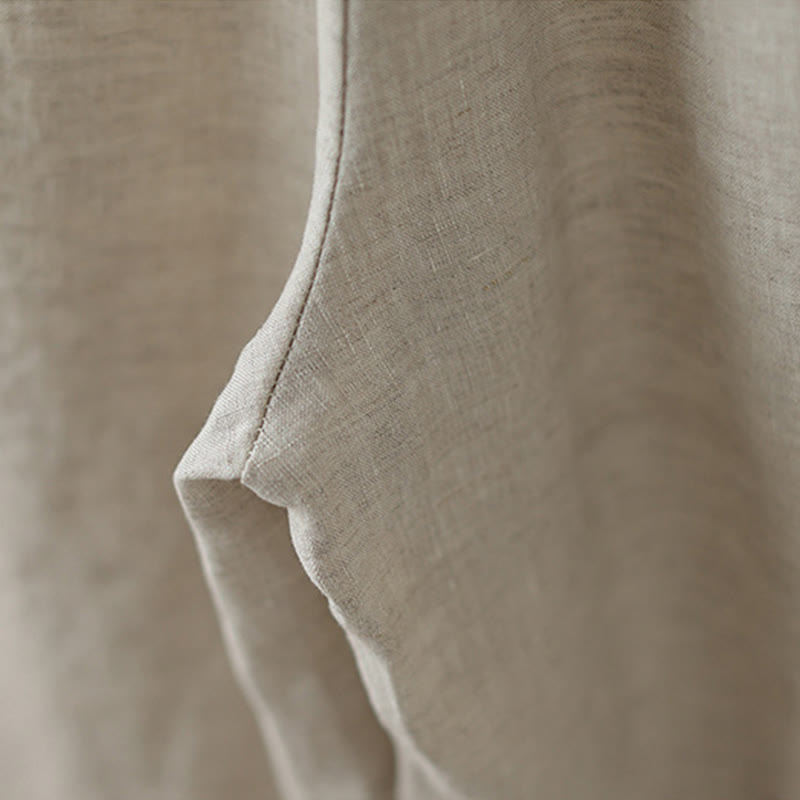 Pantalones de algodón de pierna ancha para mujer con bolsillos y diseño retro de patchwork de encaje liso de Buddha Stones Commute, longitud 7-8 - image 9