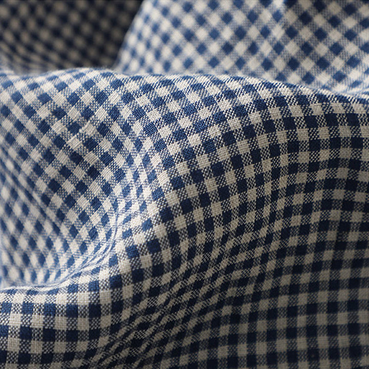 Pantalones casuales de lino y algodón con estampado a cuadros Buddha Stones Commute, de longitud 7-8, para mujer, con pernera ancha y bolsillos - image 4