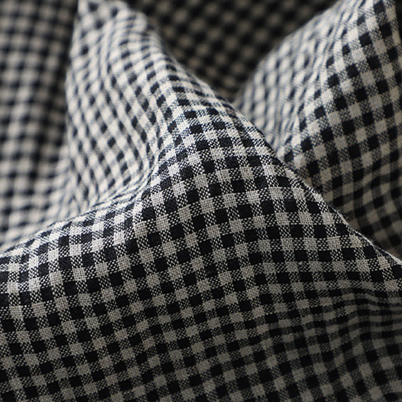 Pantalones casuales de lino y algodón con estampado a cuadros Buddha Stones Commute, de longitud 7-8, para mujer, con pernera ancha y bolsillos - image 11